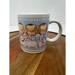 Cute Angels Mug Blue Stars Musical Instruments Coffee Tea Cup